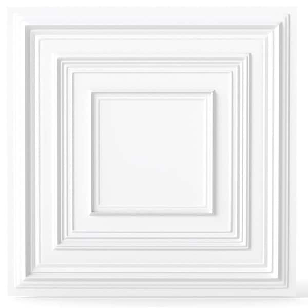Drop Glue Up Ceiling Tiles 2 ft. x 2 ft. with 3D Patterns, 24-Pack Tiles up to 96 sq. ft.