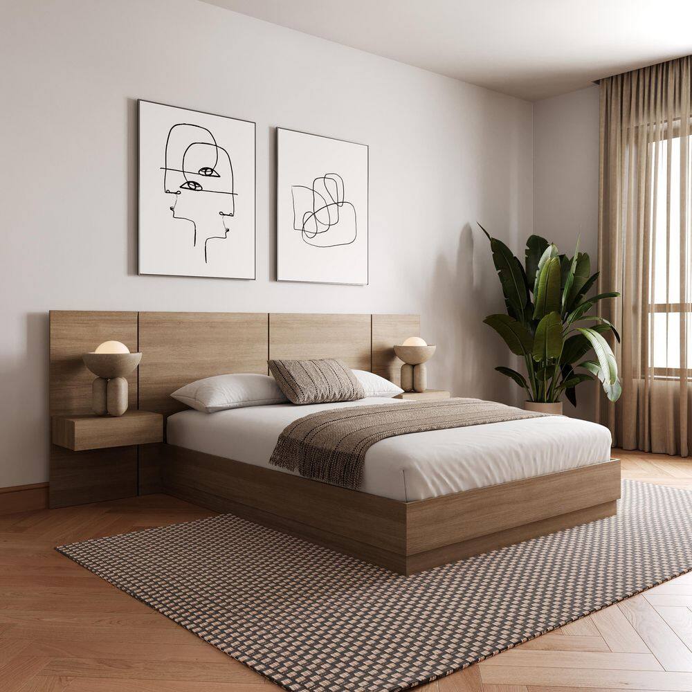 Milano 4 Piece Natural Blonde Oak Engineered Wood King Size Bedroom Set - thumbnail 5
