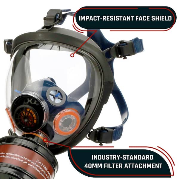 Gas Masks Survival Nuclear and Chemical, Gas Mask with 40mm Activated  Carbon Filter, Full Face Respirator Mask for Gases, Chemicals, Vapors,  Spray