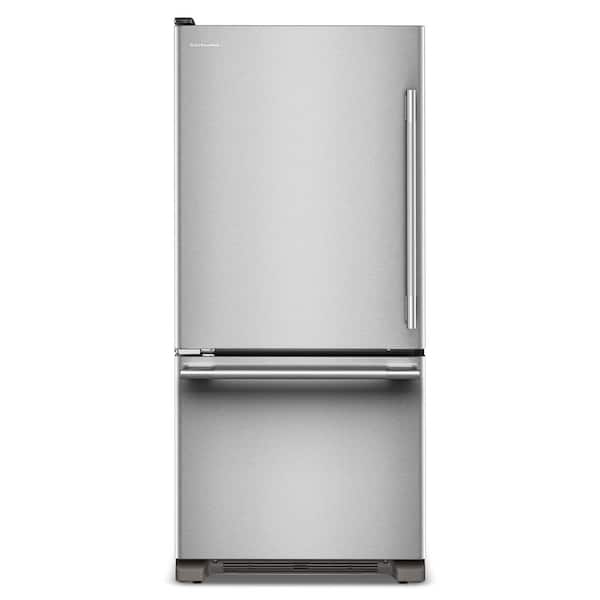 30 in. 19 cu. ft. Standard-Depth Bottom Freezer Refrigerator in PrintShield Stainless with Left Door Swing