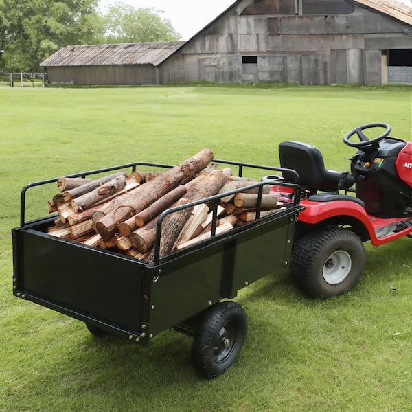 750 lbs. 15 cu. ft. Heavy Duty ATV Trailer Steel Dump Cart Garden Cart Garden Utility Trailer Blade Span