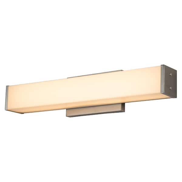 C Cattleya 23 in. 1-Light Satin Nickel LED Vanity Light Bar with Acrylic Shade
