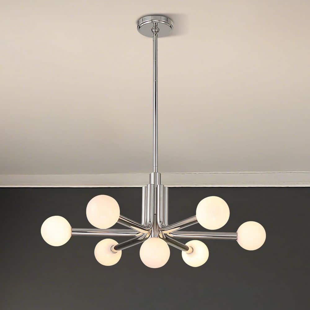 Thesis Stockholm 29 in. 7-Light Polished Nickel Chandelier with