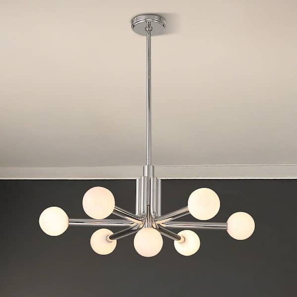 Thesis Stockholm 29 in. 7-Light Polished Nickel Chandelier with