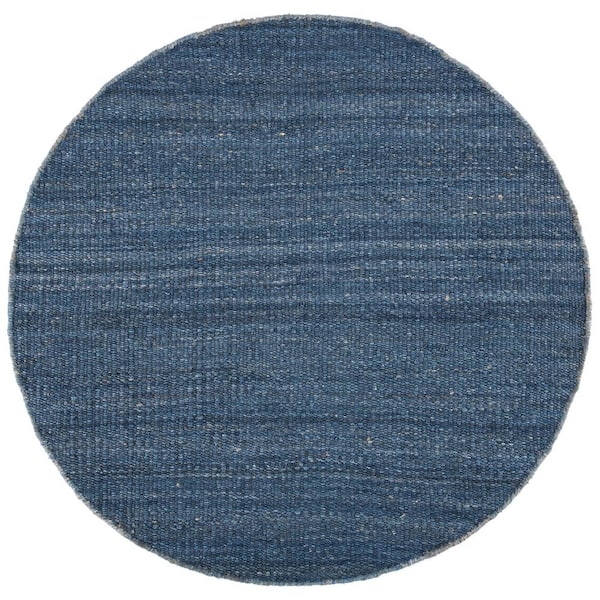 SAFAVIEH Natural Fiber Navy 4 ft. x 4 ft. Gradient Solid Color Round Area Rug