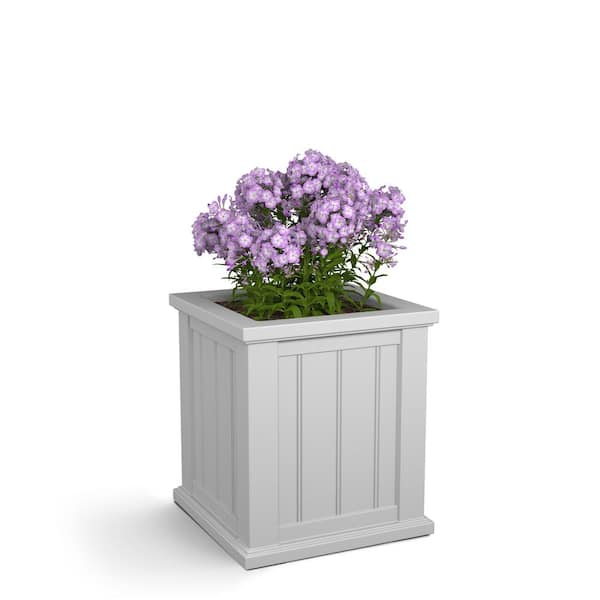 Mayne Cape Cod 16 in. Square Self-Watering White Polyethylene Planter