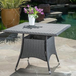 Octavia Grey Square Faux Rattan Outdoor Patio Dining Table