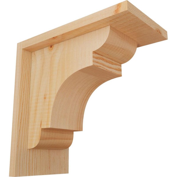 Ekena Millwork 5-1/2 in. x 10 in. x 10 in. Douglas Fir New Brighton Smooth Corbel with Backplate