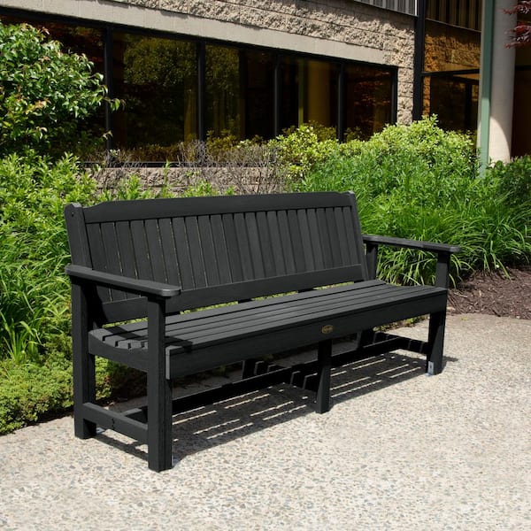Highwood Exeter 77 in. 3-Person Black Plastic Outdoor Bench