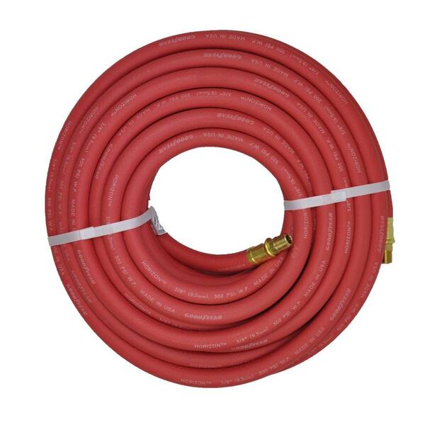 Continental 3/8 in. x 50 ft. Red Rubber Frontier Male x Male Fittings Hose