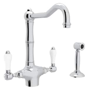 2-Handle Single Hole Italian KitchenStandard Kitchen Faucet with Side Spray in Polished Chrome
