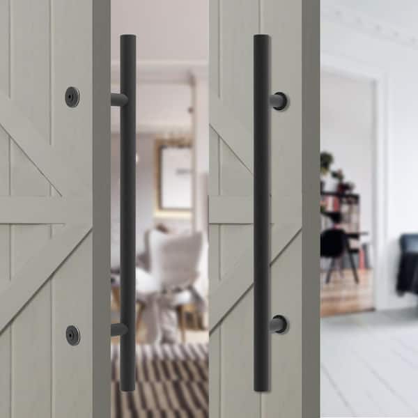 22 in. Steel Black Powered Ladder Sliding Barn Door Handle 22 in. Steel Black Powered Ladder Sliding Barn Door Handle