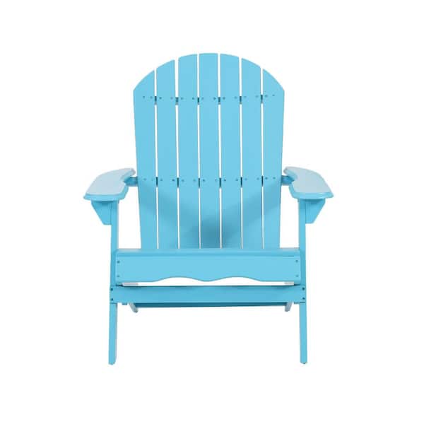 AUTMOON Outdoor Folding Wood Adirondack Chair, Patio Seat, Weather Resistant, Cyan