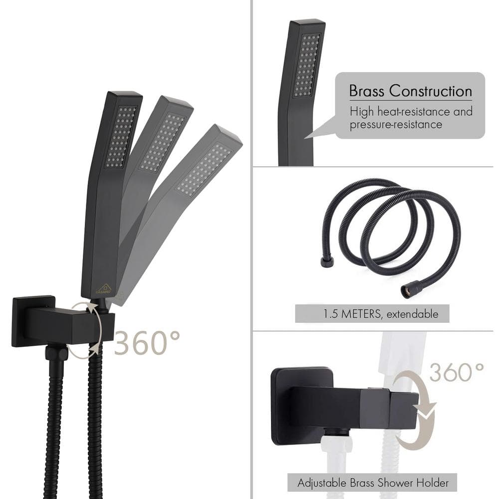 Matte Black Multi-Head Rain Shower System with Handheld