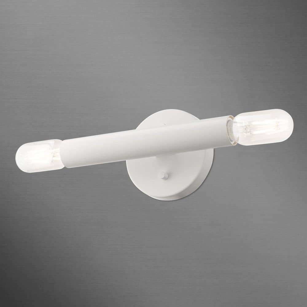 White Steel 2-Light Dimmable Wall Sconce