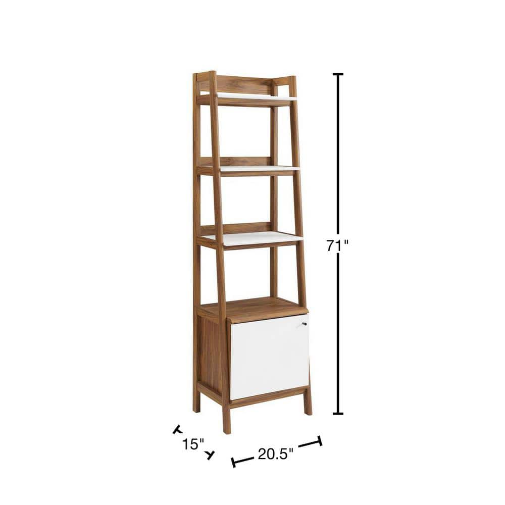 Bixby 71" Walnut and White Bookshelf with Storage