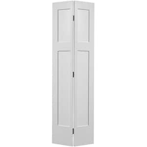 24 in. x 80 in. 4 Panel Winslow Primed White Hollow-Core Composite Bi-fold Interior Door