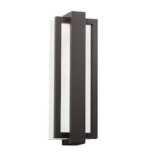 Sedo 18.25 in. 1-Light Architectural Bronze Outdoor Hardwired Wall Lantern Sconce with Integrated LED (1-Pack)