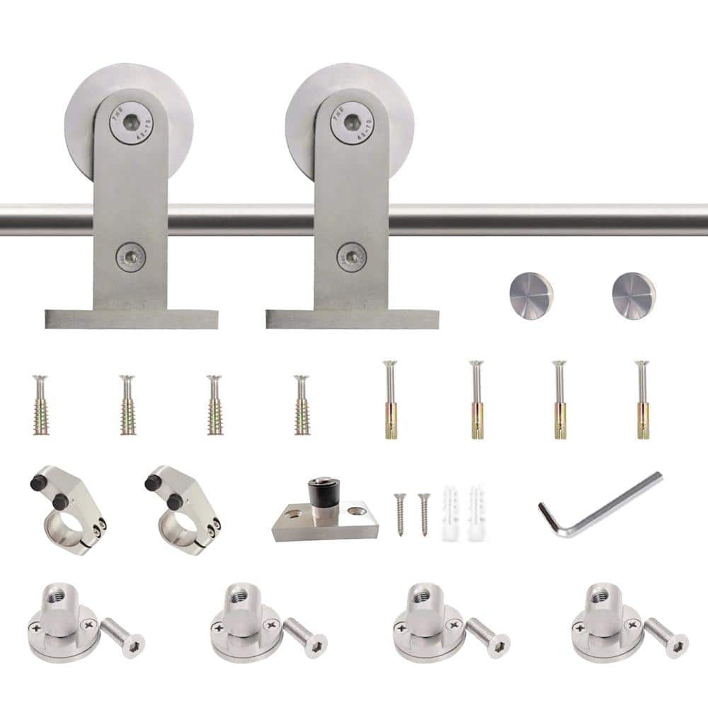 Winston 79.2" Stainless Steel Sliding Barn Door Hardware Kit