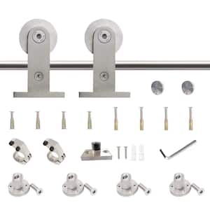 6.6 ft./79.2 in. Stainless Steel Sliding Barn Door Hardware Kit for Single Door with Non-Routed Floor Guide