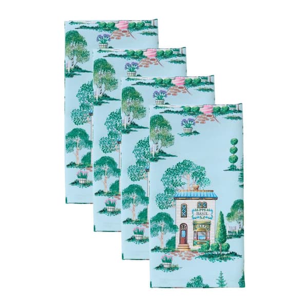 Lenox Spice Village Allover Napkins, Set of 4, Blue - 19"W x 19"L