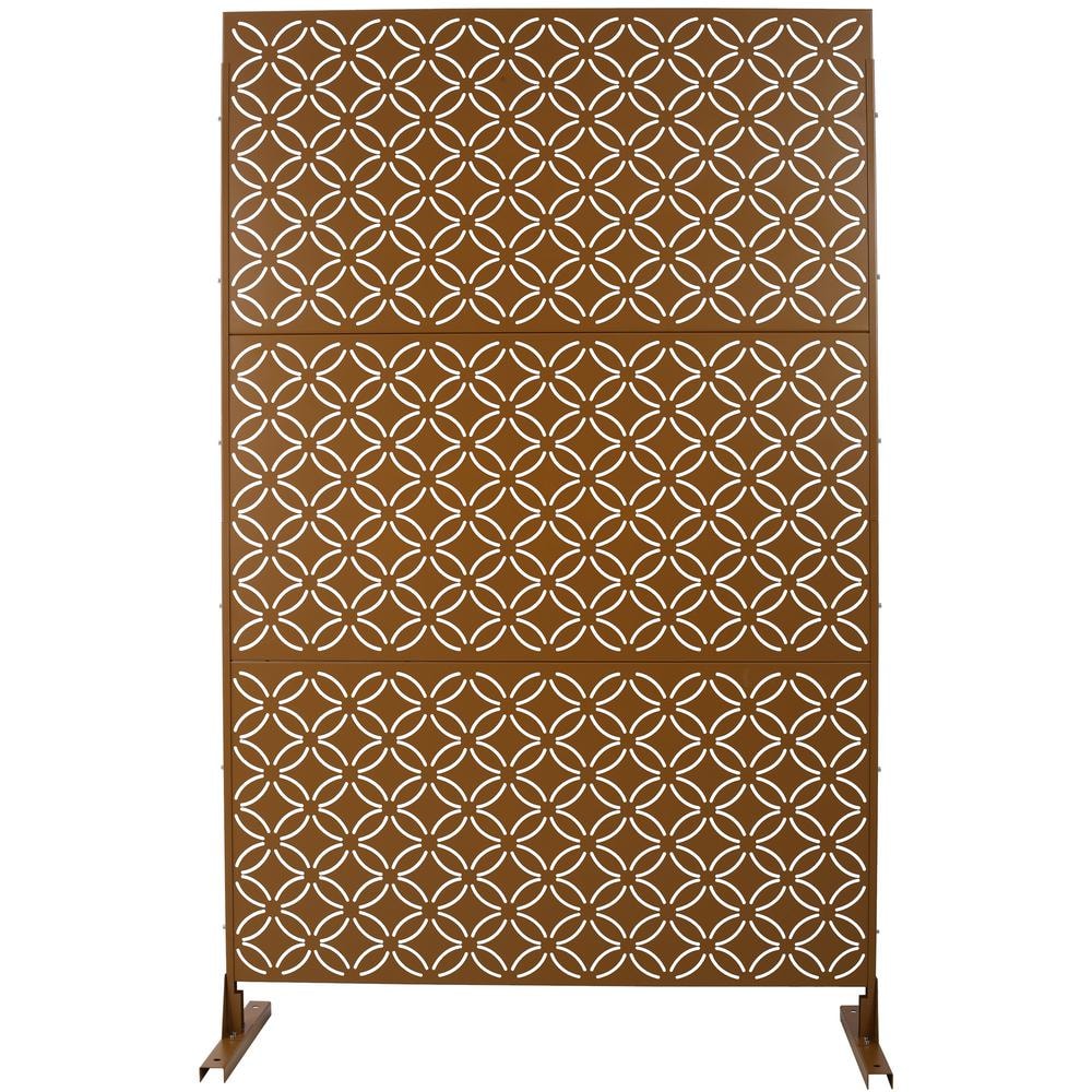 76 in. H Brown Steel Garden Fence Freestanding Decorative Patterns Privacy Screen price history on PriceWatchPro