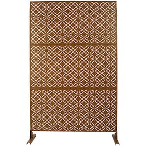 76 in. H Brown Steel Garden Fence Freestanding Decorative Patterns Privacy Screen