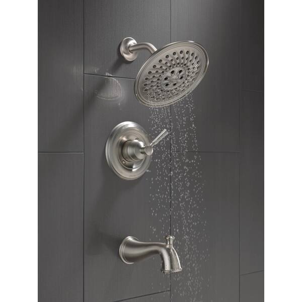 Delta Valdosta with H2Okinetic Technology Spotshield Brushed Nickel 1-Handle Bathtub and Shower Faucet with Valve Delta Valdosta with H2Okinetic Technology Spotshield Brushed Nickel 1-Handle Bathtub and Shower Faucet with Valve