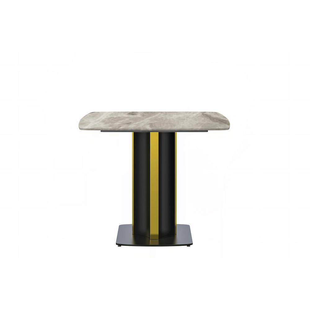 Sylva Deep Grey Sintered Stone Rectangular Dining Table with Gold Steel Base