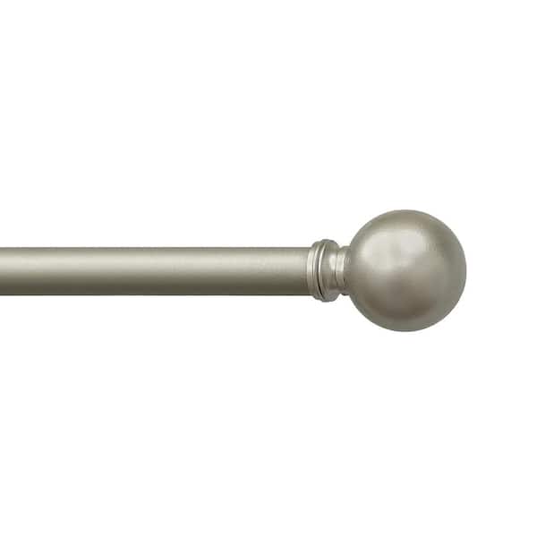 Lumi Home Furnishings 28 in.-48 in. Adjustable Single Curtain Rod 5/8 in. Dia. in Silver with Sphere finials