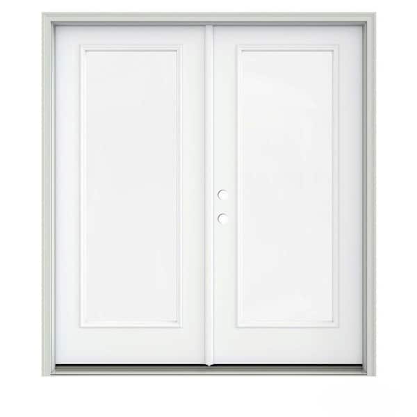 JELD-WEN 72 in. x 80 in. White Painted Steel Right-Hand Inswing Full Lite Glass Stationary/Active Patio Door