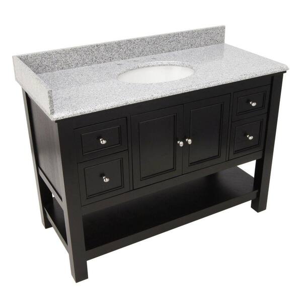 Home Decorators Collection Gazette 49 in. Vanity in Espresso with Granite Vanity Top in Rushmore Grey with Single Bowl
