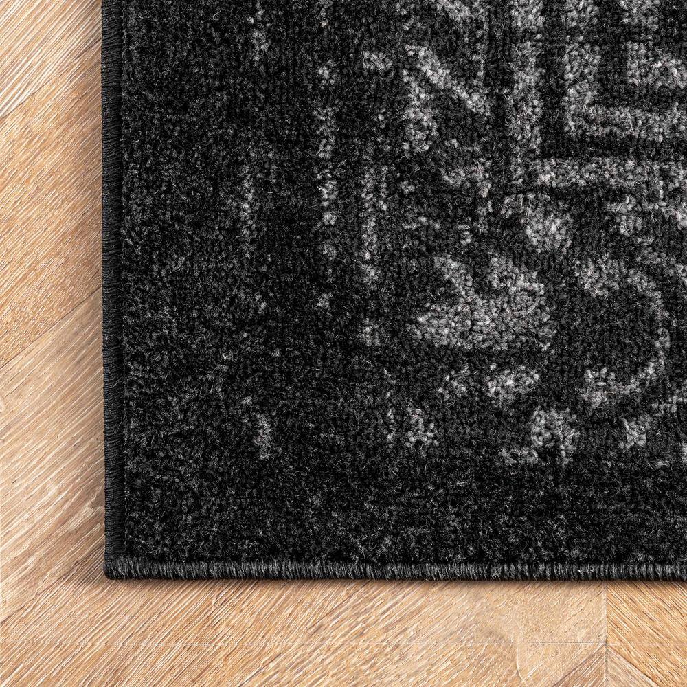 Arlena Black and Gray Vintage Traditional Runner Rug