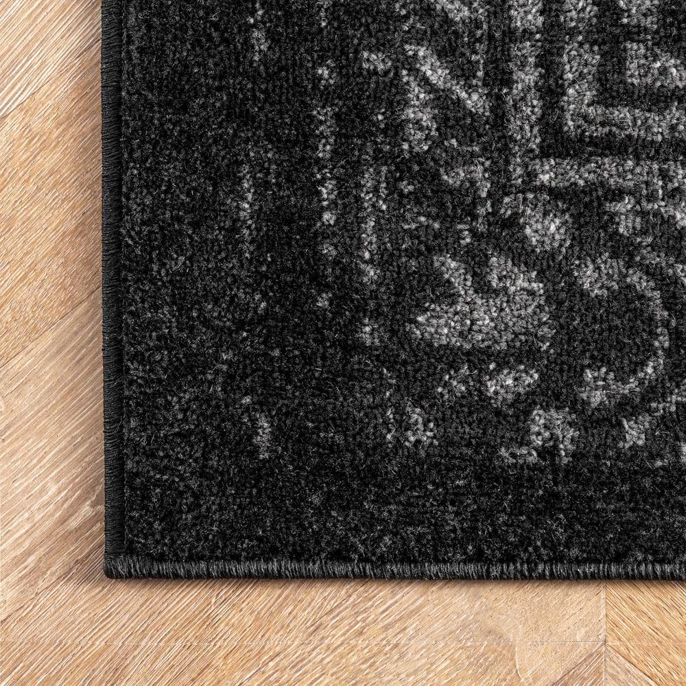 Arlena Black 4' x 6' Synthetic Stain-Resistant Area Rug