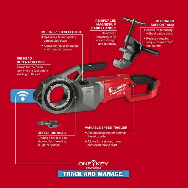 Milwaukee - M18 FUEL ONE-KEY Cordless Brushless Pipe Threader Kit with M18 Fuel Compact Bandsaw Tool