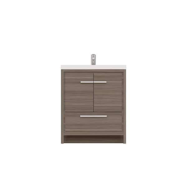 Alya Bath Sortino 30 in. W x 19 in. D Bath Vanity in Gray with Acrylic Vanity Top in White with White Basin