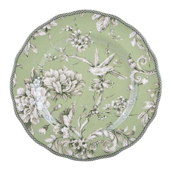 222 Fifth Adelaide Sage Porcelain 12-Pieces Dinnerware Set