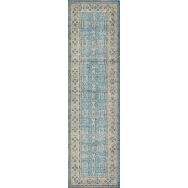 Unique Loom Salzburg Aigen Light Blue 2' 7 x 10' 0 Runner Rug