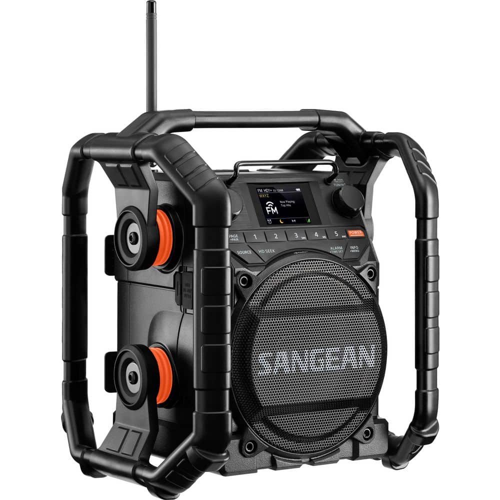 Heavy Duty Jobsite Speaker with AM/FM HD Radio, Bluetooth, AUX-Waterproof, 