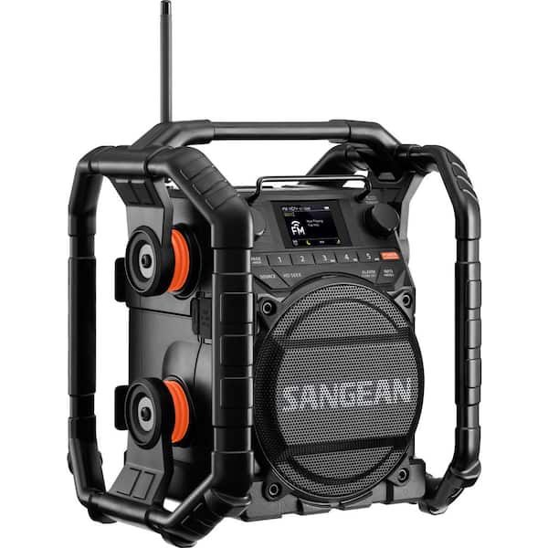Heavy Duty Jobsite Speaker with AM/FM HD Radio, Bluetooth, AUX-Waterproof, Dustproof, and Shockproof Roll Cage Design