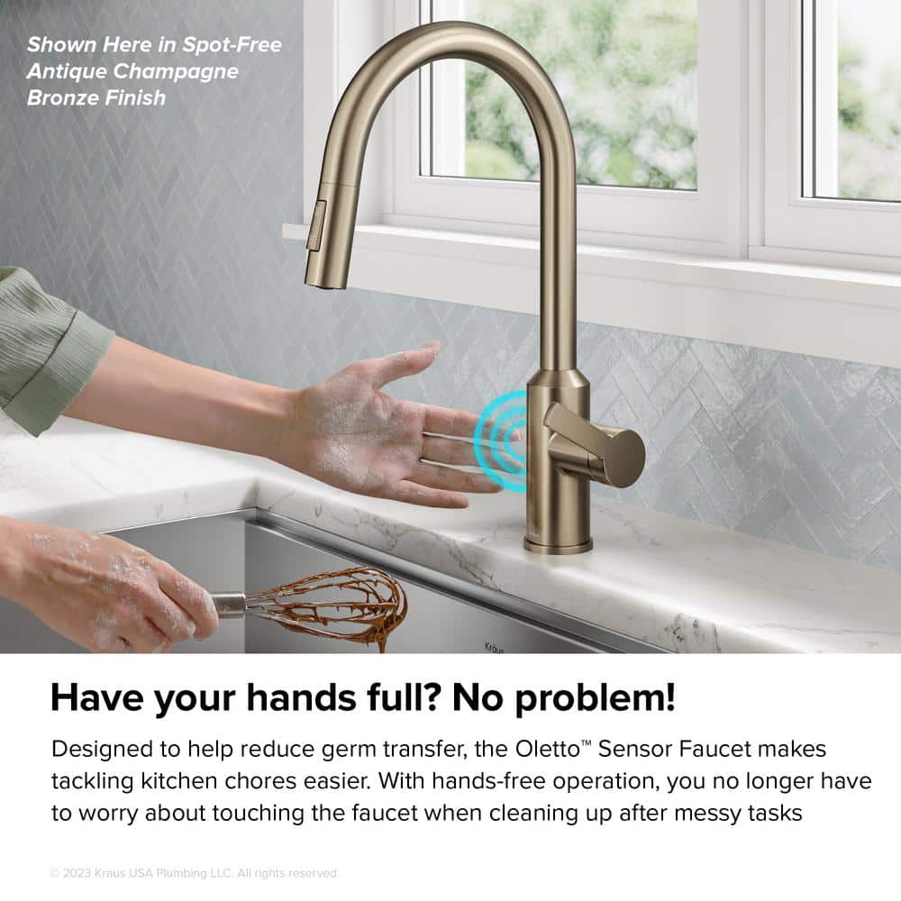 Matte Black Brass Touchless Pull-Down Kitchen Faucet with Spray