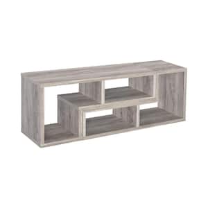 22 in. Grey Driftwood 5-Shelf Convertible TV Console and Bookcase