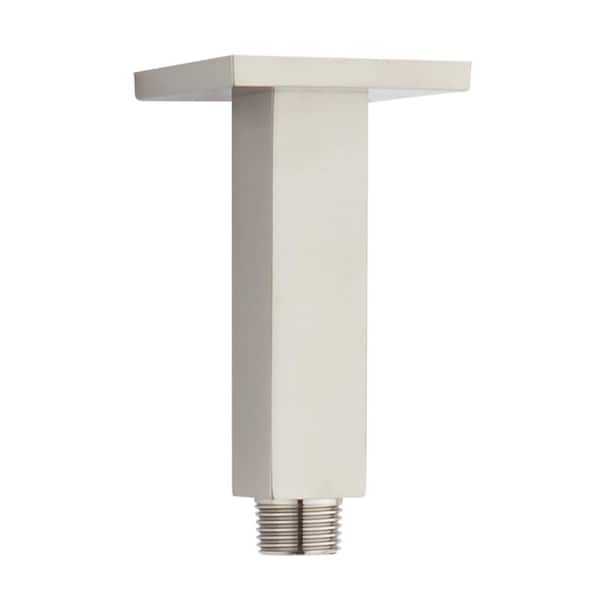 SIGNATURE HARDWARE 4 in. Square Ceiling Mounted Shower Arm and Flange Brushed Nickel