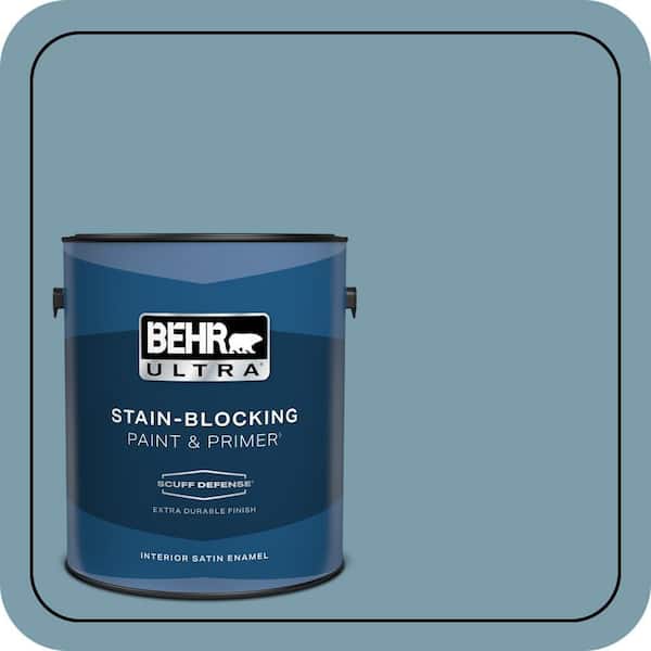 BEHR ULTRA 1 gal. #S470-4 Dolphin Blue Extra Durable Satin Enamel Interior Paint & Primer