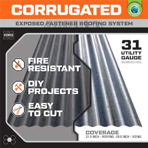 8 ft. Corrugated Galvanized Steel 31-Gauge Roof Panel