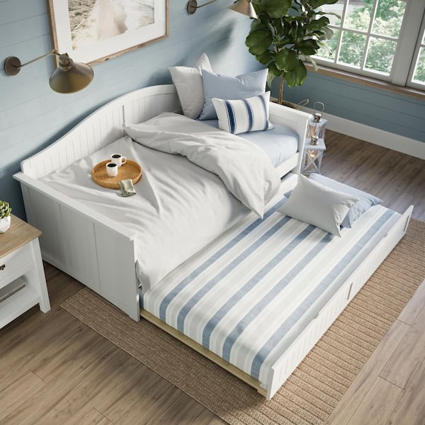 AFI Nantucket White Twin Solid Wood Daybed with Twin Trundle