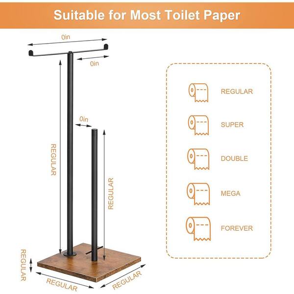 Oumilen Black Toilet Paper Holder Stand Free Standing Double Bar with Reserve