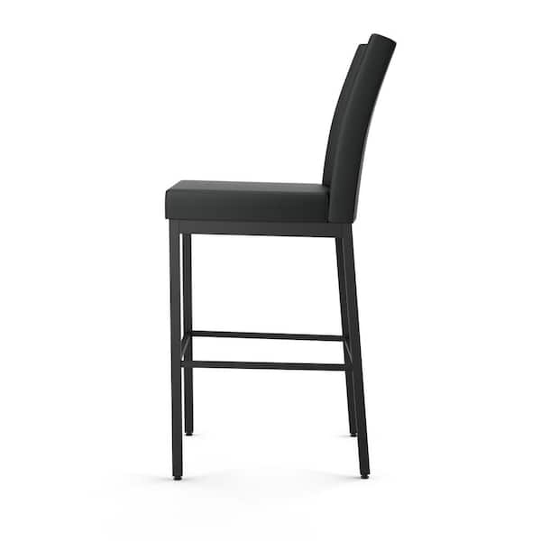Perry 26 in. Black Faux Leather / Black Metal Counter Stool