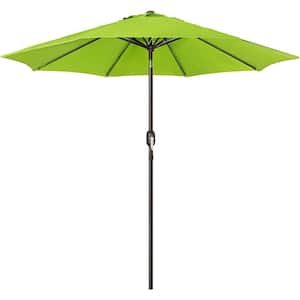 Outdoor Patio Umbrella, Market Striped Umbrella with Push Button Tilt and Crank (Lime), market