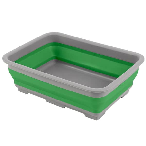 Unbranded 10 L Collapsible Portable Wash Basin Pop-Up Dish Tub and Cooling Chest in Green
